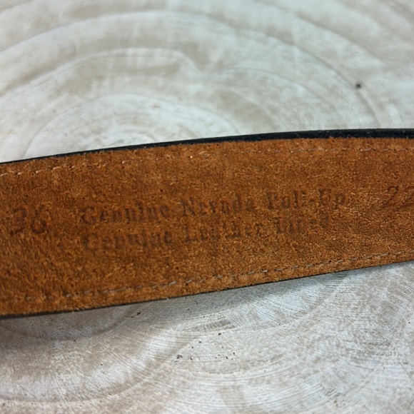 Black Leather Sliver Metal Accented Western Belt - Picture 10 of 10